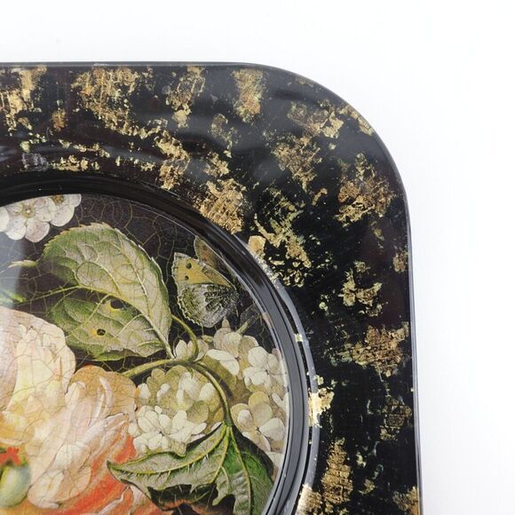 Lesley Roy Reverse Glass Art Hand Painted Lepidoptera Salad Plate Signed Vintage - Picture 3 of 11